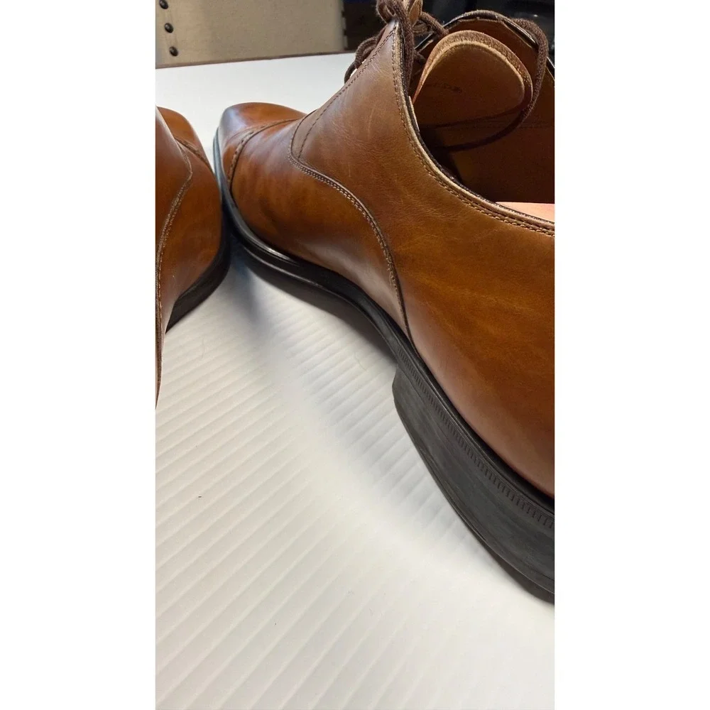 Magnanni 11.5 M Cognac Brown Cap Toe Oxford Dress Shoes Leather Made Spain